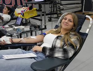 student giving blood