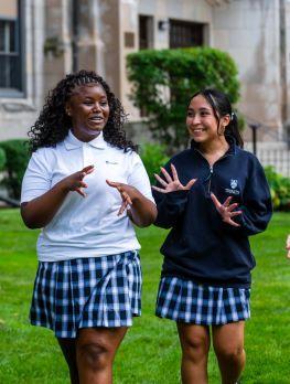 students outside