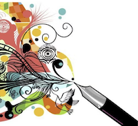 pen with colorful swirls
