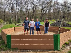 Students work on a gaga pit at Camp Algonquin.
