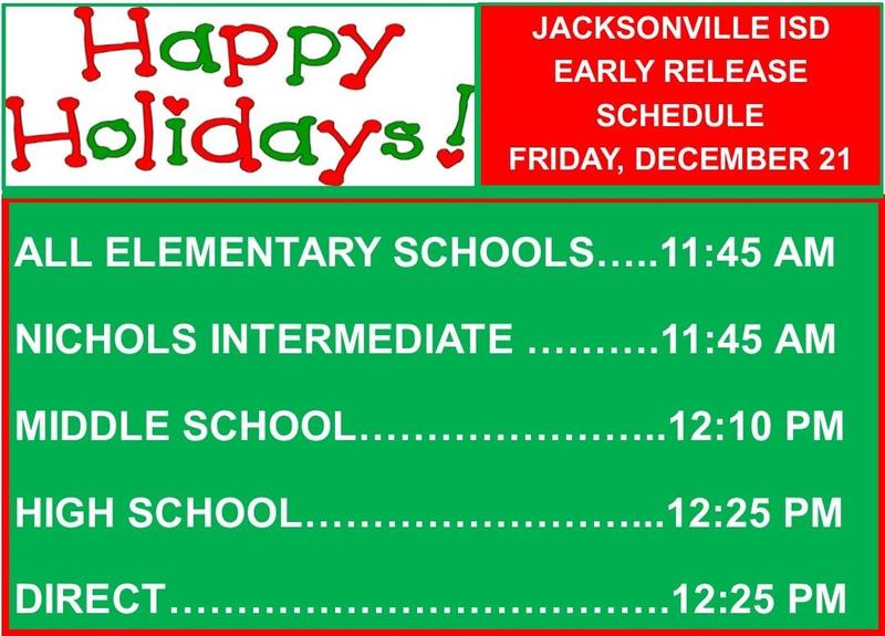 times for holiday early release on december 21