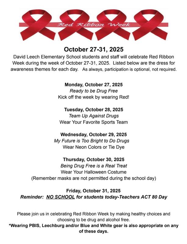 DLE Red Ribbon Week awareness themes for October 27-31