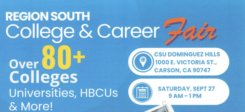 Flyer for College Fair at Dominguez Hill with information