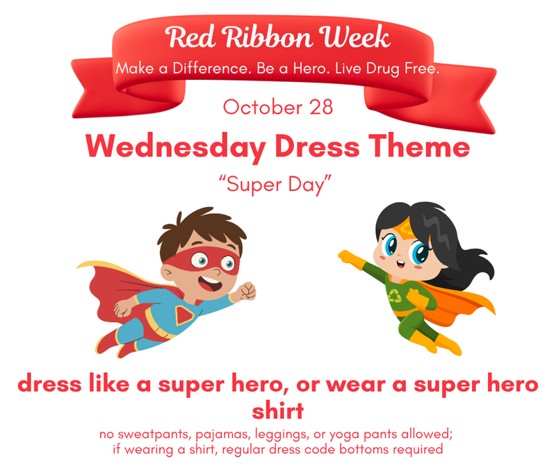 Red Ribbon Week - Wednesday Dress Theme - 10-28-26