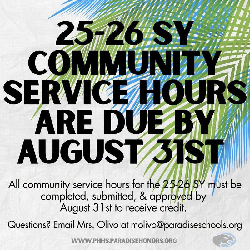 community service hour reminder