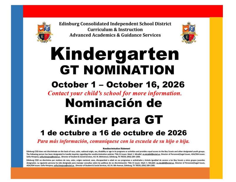 2026-2027 Kinder Nomination