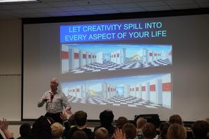 Author and artist David Stricklen encourages middle school students to find creativity everywhere.