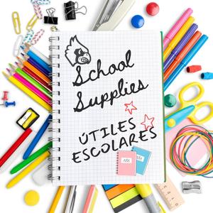 Graphic "School Supplies" in English and Spanish