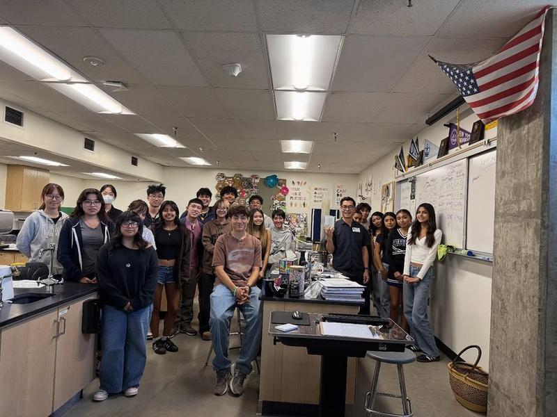 students in classroom with councilman