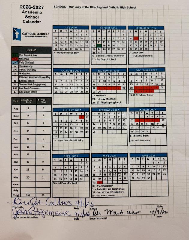 2026-2027 Academic Calendar Featured Photo