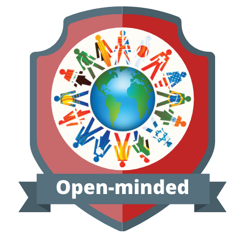 Open Minded - colorful figures surround the earth