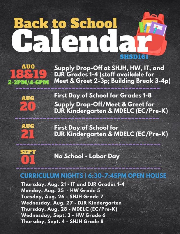 updated back to school calendar