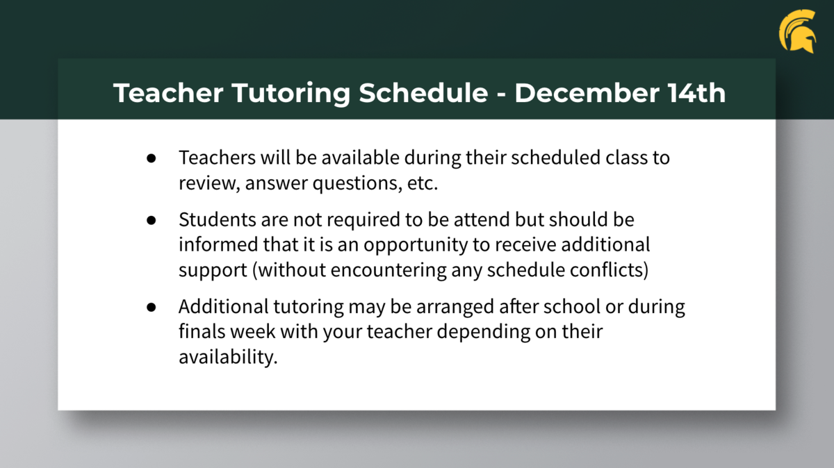 Teacher Tutoring on December 14