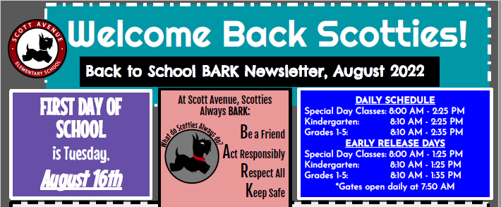 Image of the Welcome Back Newsletter