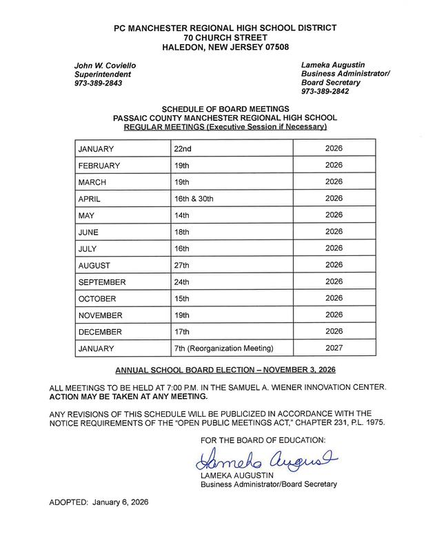 Legal Notice - Board Meeting Dates