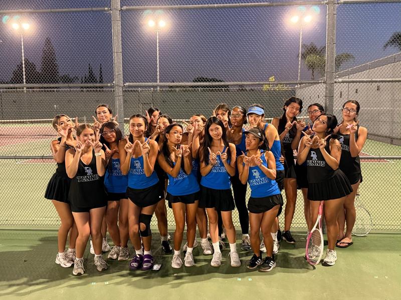 the tennis team at the court in ontario high school