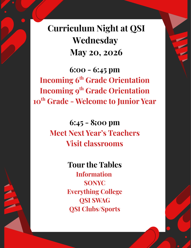 Flier for Curriculum NIght