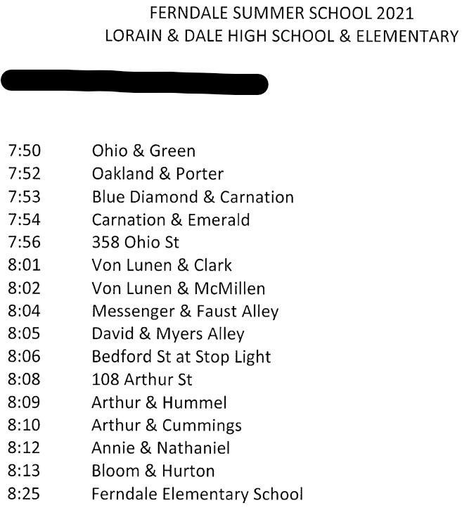 Summer School Dale Lorain 2021