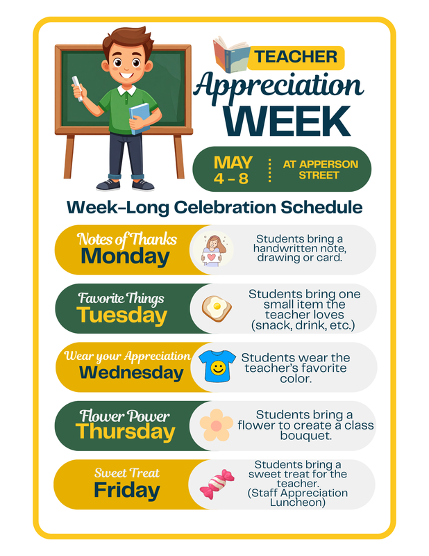 Teacher Appreciation Week is May 4 - 8.