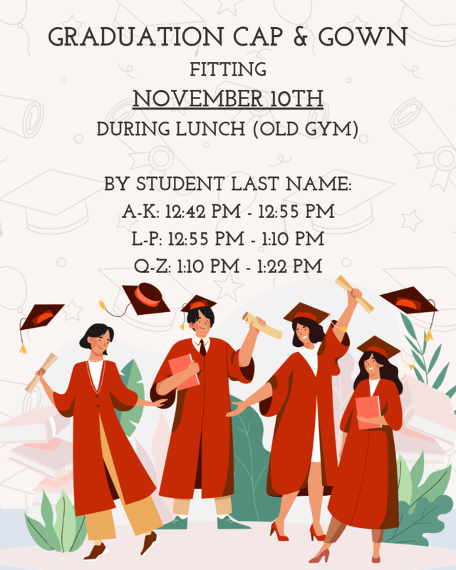 Senior Graduation Cap and Gown Fitting: Tuesday, November 10 Featured Photo
