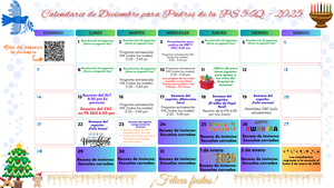 December Parent Calendar (Spanish)