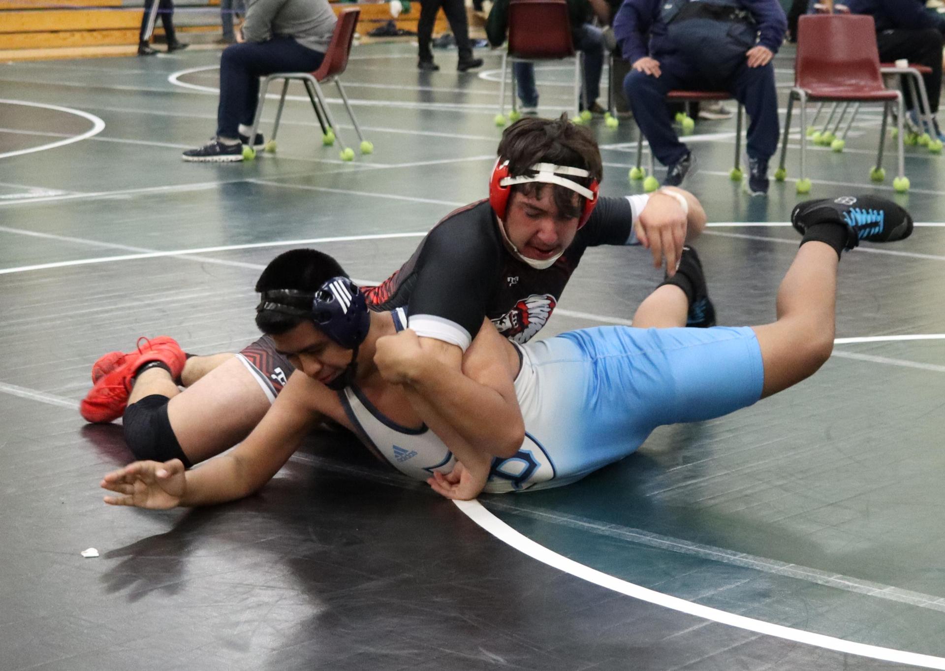 wrestlers in action at the Hawks invitational