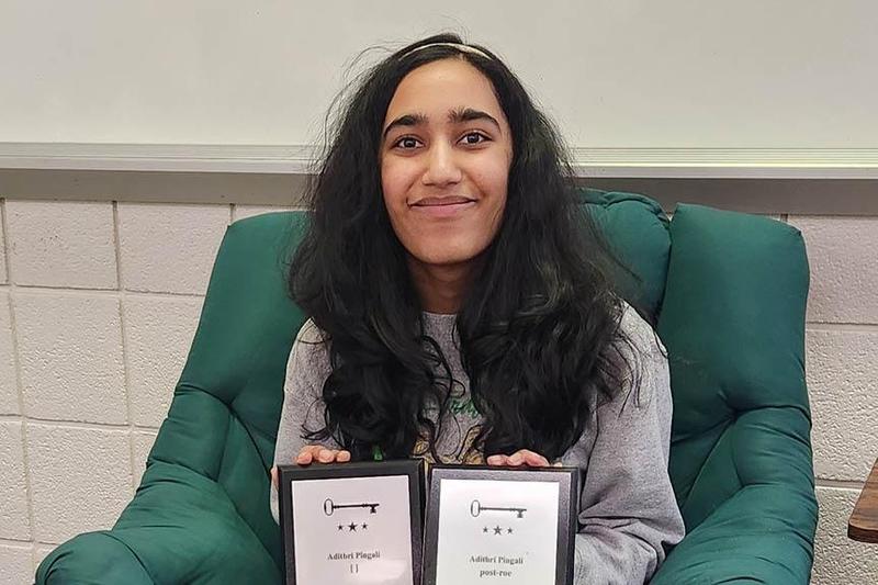 Adithri Pingali receiving Silver Keys from the Scholastic Art & Writing Awards in 2025