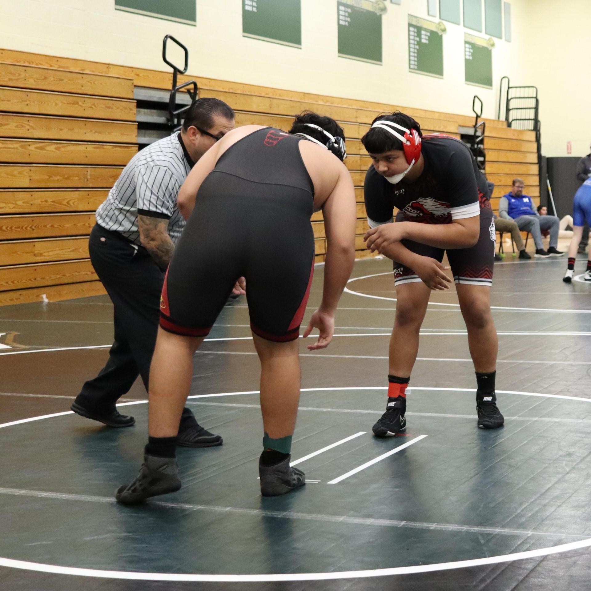 wrestlers in action at the Hawks invitational