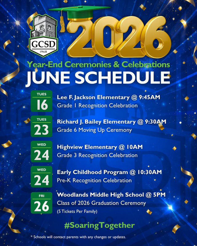 Year-End Ceremonies & Celebrations June Schedule