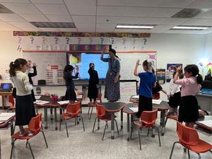 Second grade girls learning chumash