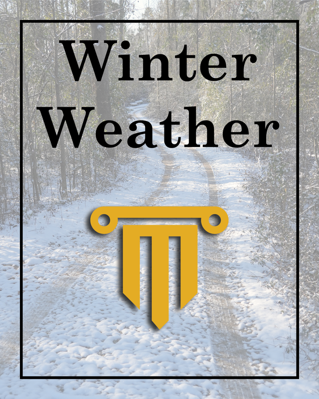 Snowy dirt road with the words 