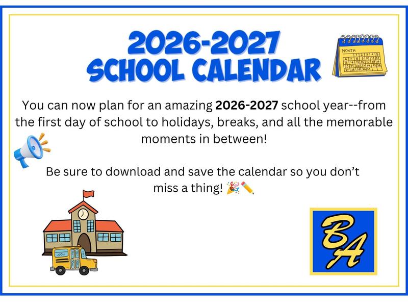 2026-2027 school calendar with dates and reminders.