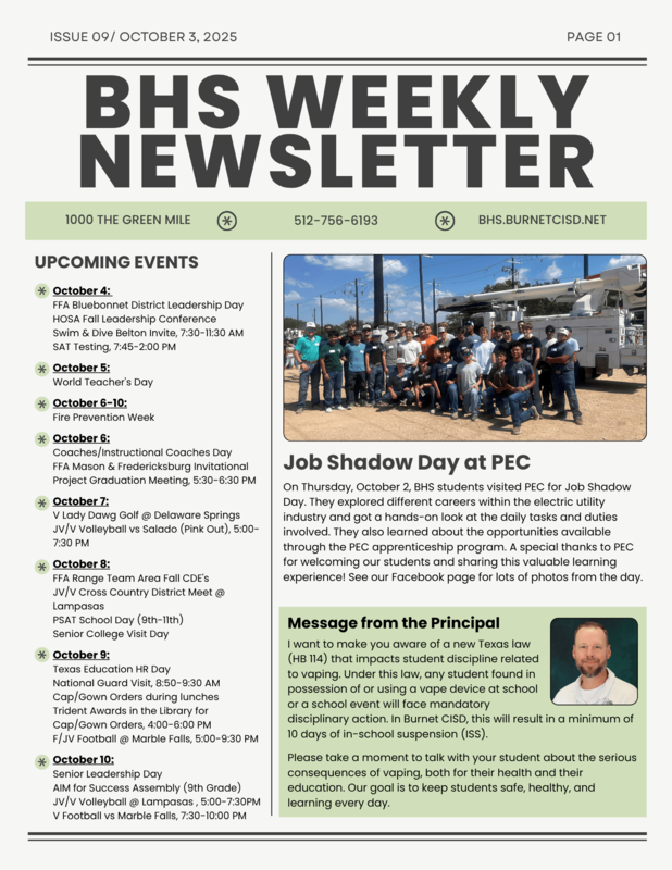 BHS Weekly Newsletter 10.3.25
