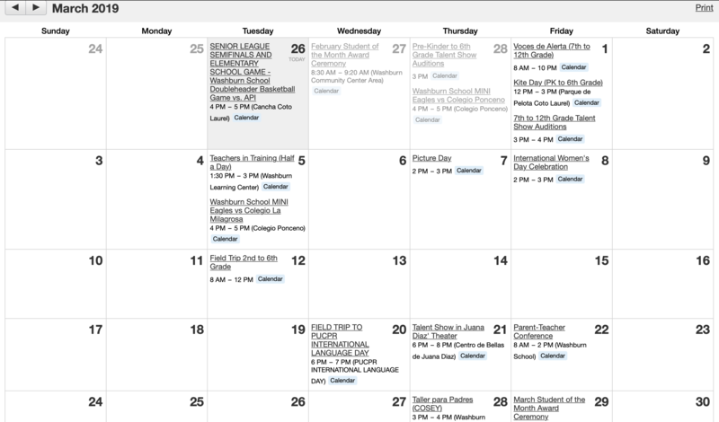 March Calendar Update