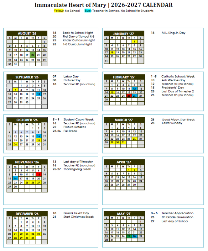 2026-2027 School Calendar is Now Available Thumbnail Image