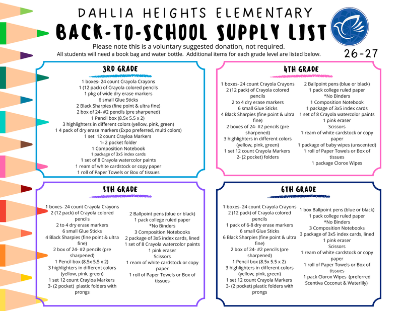 3-6 Supply List
