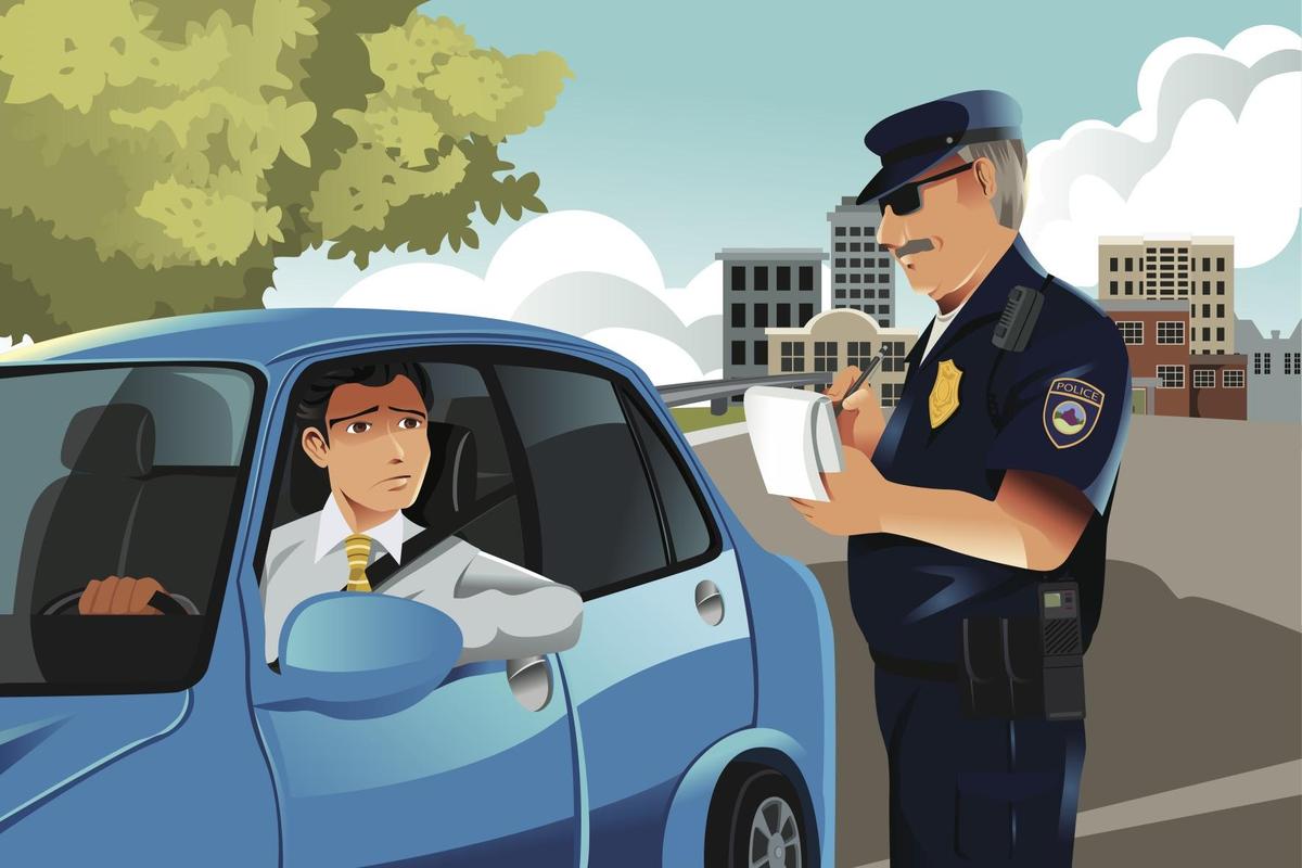 Person getting a traffic ticket