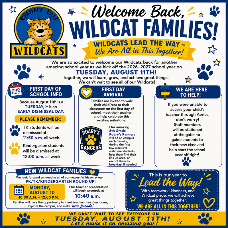 1st Day of school information