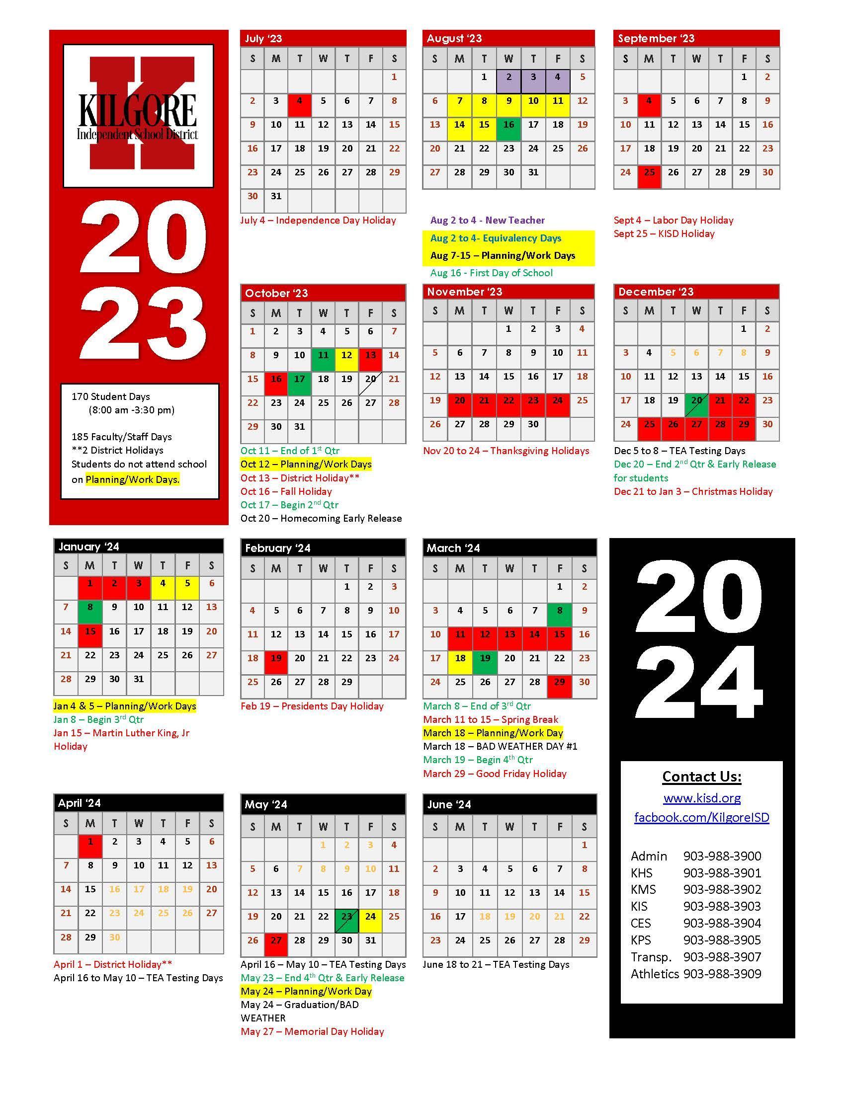 District Calendar - Miscellaneous - Kilgore Independent School District district-calendar-miscellaneous-kilgore-independent-school-district
