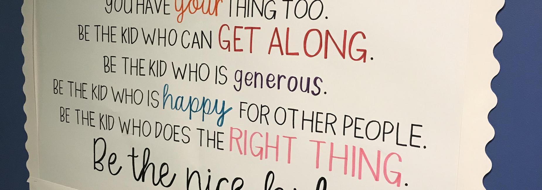 4th grade hallway at lp quinn reminding us to be kind
