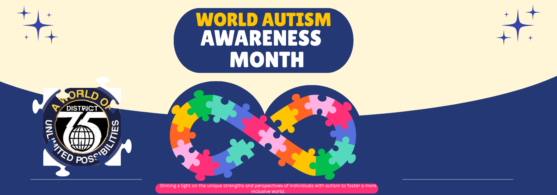 Colorful puzzle pieces forming an infinity symbol for World Autism Awareness Month.
