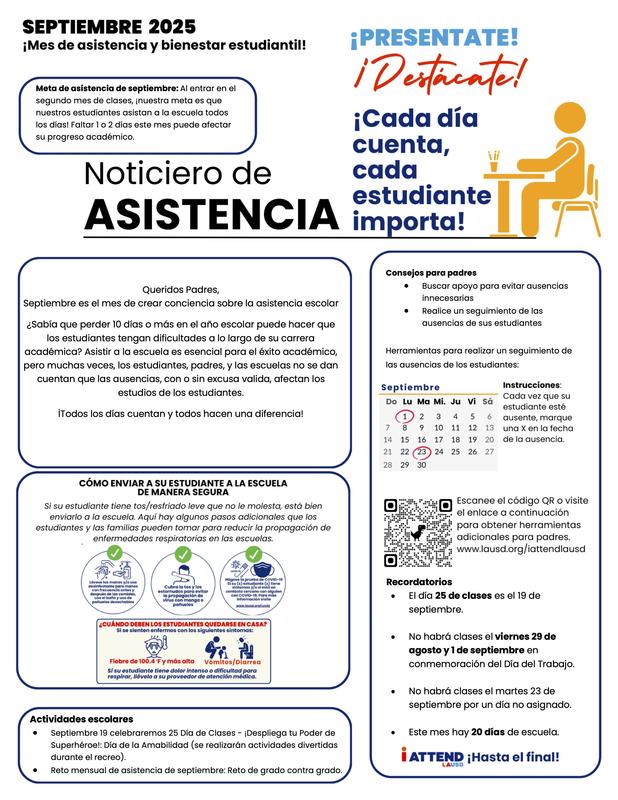 Boletín de asistencia de septiembre