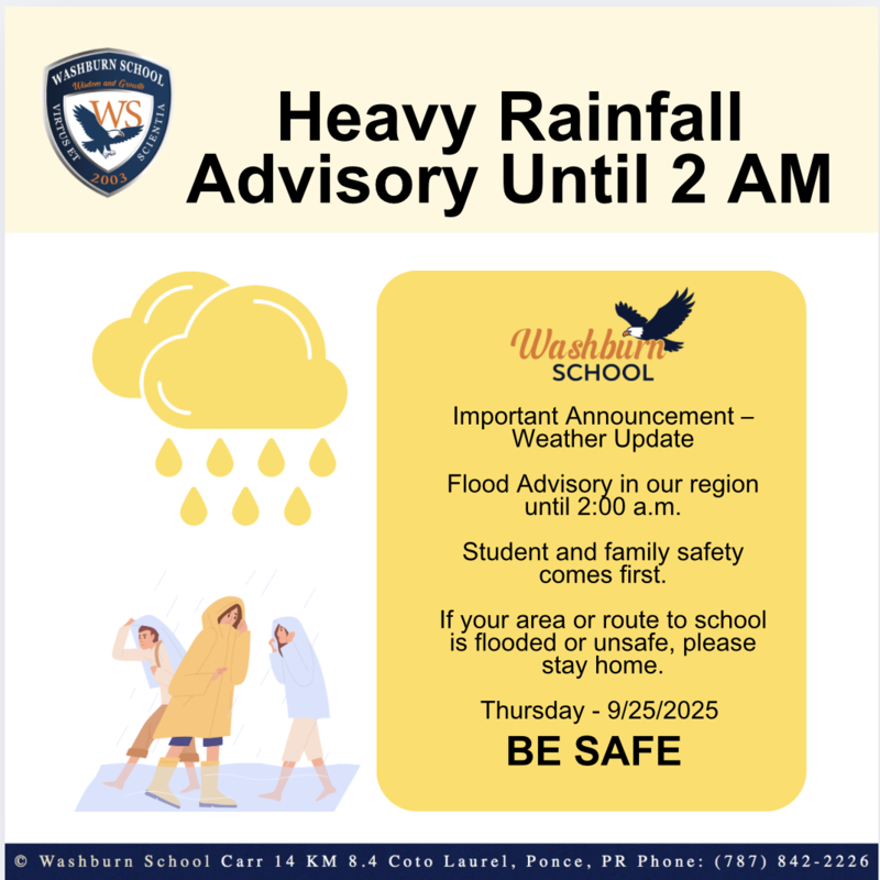 Weather Update: Classes Remain in Session with Precautionary Measures – 9/25/25 Featured Photo