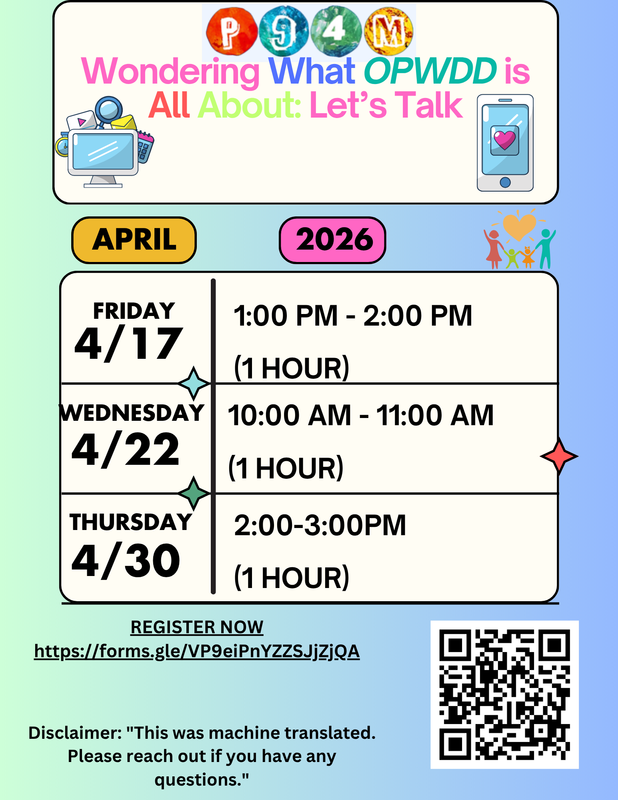 Flyer for OPWDD Workshop (English)