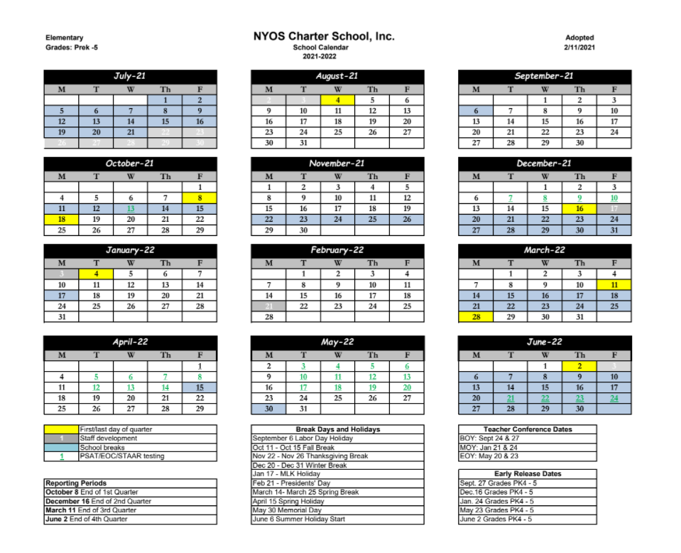 Ut Austin Calendar 2022 23 School Calendars - Miscellaneous - Nyos Charter School