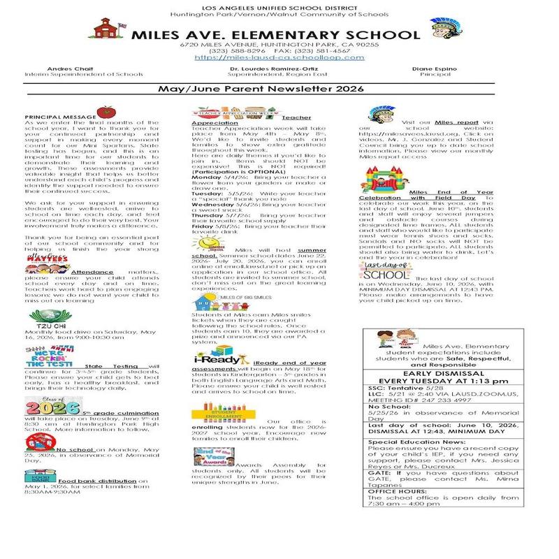 Parent Newsletter (May & June)
