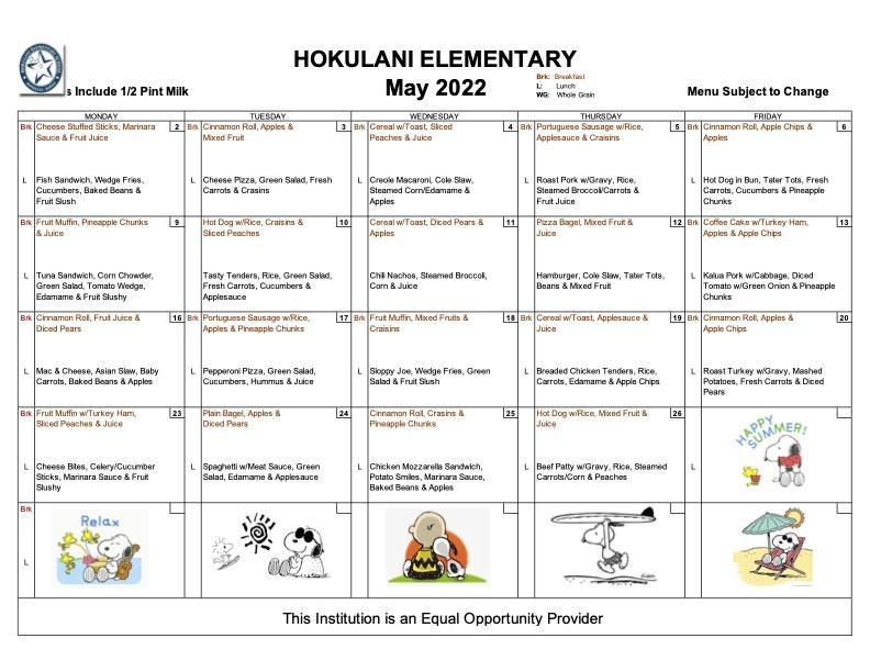 Hokulani Breakfast & Lunch Menu May 2022 Featured Photo