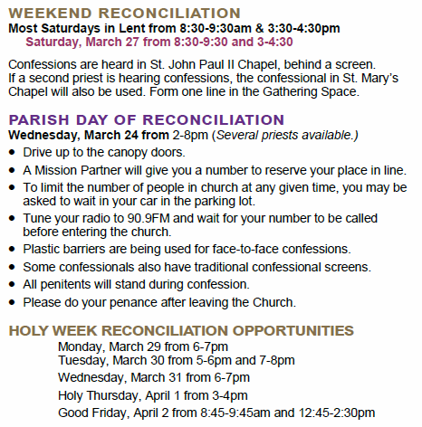 2021 Lenten Information