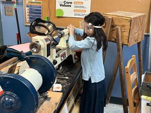 A student working on their grogger.