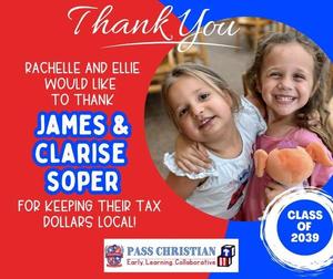 Thank You to one of our recent supporters for choosing to keep tax dollars local with a donation to the Pass Christian Early Learning Collaborative! Your generosity helps our youngest learners get the strong start they deserve.